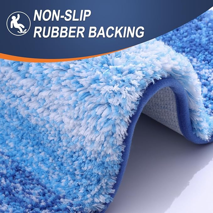 OLANLY Bathroom Runner Rugs Mat 47x17, Extra Soft Absorbent Microfiber Bath Rugs, Rubber Backing, Quick Dry, Long Bath Mats for Bathroom, Tub and Shower, Home Decor Accessories, Light Royal Blue