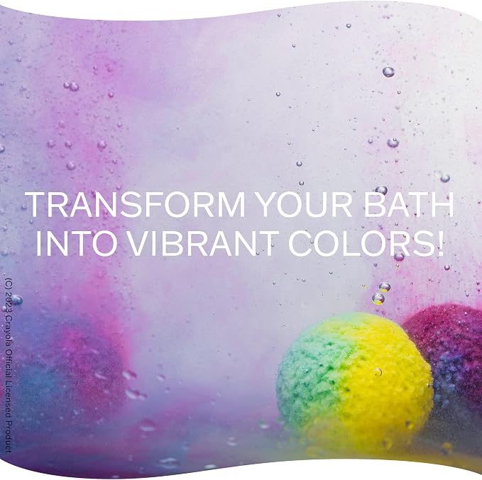 Crayola Colorful Scented Bath Bombs for Kids, Color You Bath Non-Toxic Bathbomb Fizzies for Boys Girls Holiday Stocking Stuffer, Grape Jam, Laser Lemon, Cotton Candy, & Bubble Gum Scents (Pack of 2)