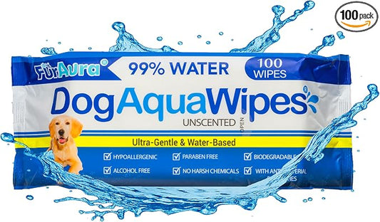 99% Water Dog Wipes, Extra Large 8x8 Puppy Wipes for Sensitive Skin – Hypoallergenic Pet Wipes for Grooming Tear Stain, Face, Ears, Eyes Paws & Butt – Alcohol Free, Biodegradable, Unscented 100 Count