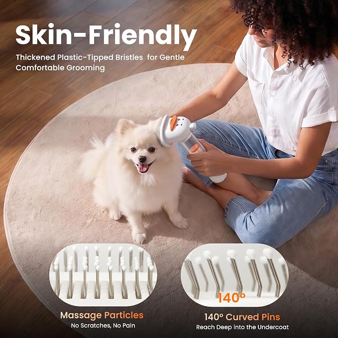 PAPMINI Premium Vacuum Dog Brush for Shedding, 4-in-1 Self-Cleaning Grooming Brush with Built-in Hair Collection, Undercoat Rake & Professional Deshedding Tool for Short & Medium Hair Dogs