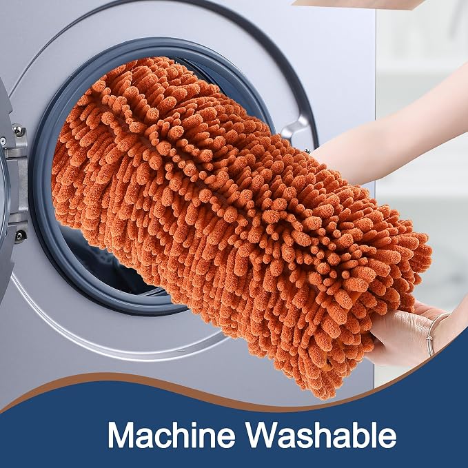 FLOLEOPA Soft Plush Microfiber Bathroom Rugs, Absorbent Bath Rugs Non Skid Machine Wash Dry Bath Mats for Tub,Shower and Bath Room Floor Mats(Burnt Orange,20x24 inches)