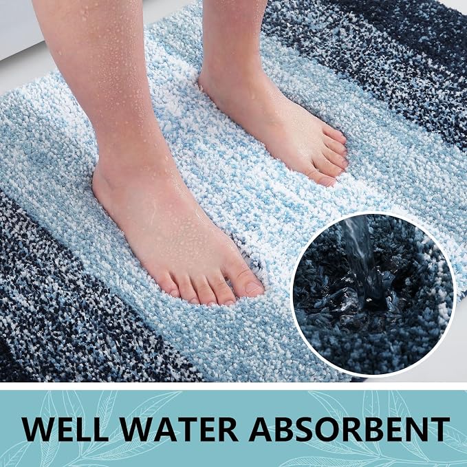 Arotive Microfiber Bathroom Rugs, Shaggy Soft and Absorbent Bath Rug, Thick Plush Machine Washable Dry Bath Mats for Bathroom, Tub and Shower, 40x24, Dark Blue, Rectangular