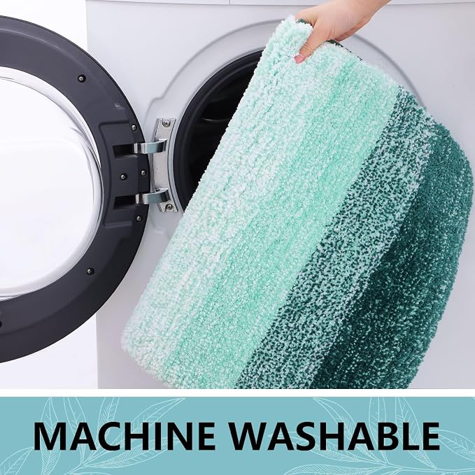Arotive Microfiber Bathroom Rugs, Shaggy Soft and Absorbent Bath Rug, Thick Plush Machine Washable Dry Bath Mats for Bathroom, Tub and Shower, 30x20, Dark Green, Rectangular