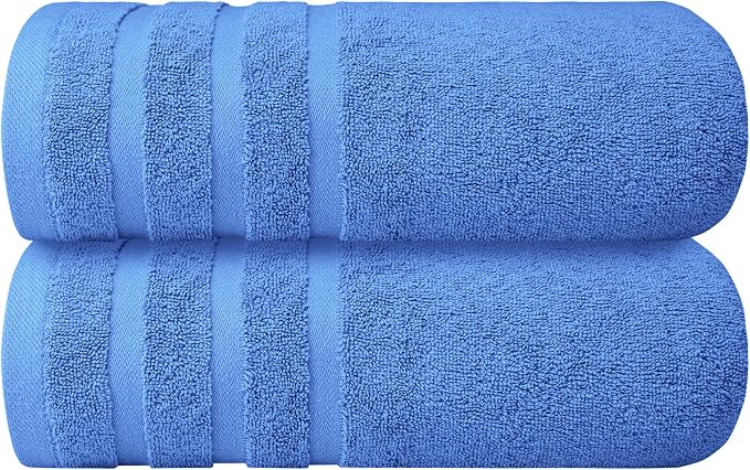 Infinitee Xclusives 100% Cotton Luxury Bath Towels Set of 2 (27x54 Inches) (Eloquent Blue, Bath Towels - Pack 2)