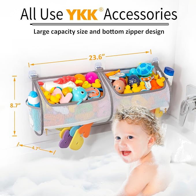 Ligereza 2-in-1 bath toy storage double capacity bath toy holder helps bath toy storage for tub classification, bath toy organizer for tub for kids to easily take favorite toys