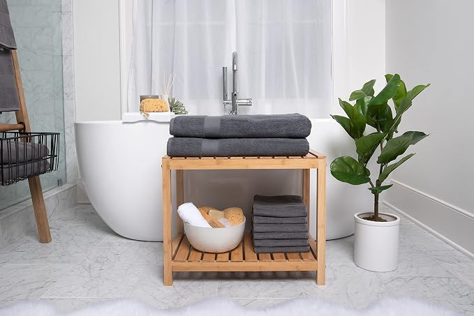 COTTON CRAFT Hotel Spa Luxury Bath Sheet - 2 Pack - Oversized Extra Large 40 x 80 - Heavyweight 700 GSM 2 Ply Ringspun Cotton - Soft Absorbent Everyday Use Home Bath Easy Care Towel Set - Grey