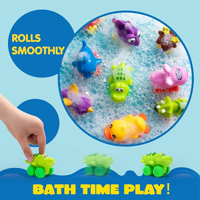 JOYIN Animal Cars, Soft Rubber Car Set Toy, Baby Mini Vehicles, Bath Toy Car for Boys and Girls, Summer Beach and Pool Activity Gift, Party Favors for Kids