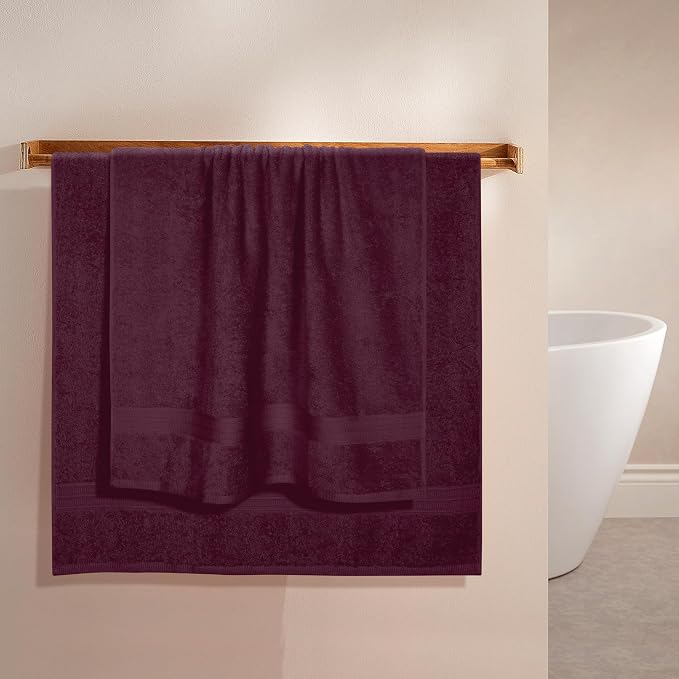 BOUTIQUO Cotton 2 Pack Oversized Bath Towel Set, Large Bath Towels 27x54, Ultra Soft, Absorbent, Compact, Quick Drying and Lightweight, Eco-Friendly and 100% Recyclable Towel Set - Burgundy