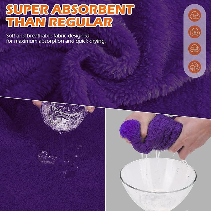 EXPAWLORER Soft Dog Bathrobe with Hood, Super Absorbent & Quick-Drying Dog Towels, Cozy Drying Coat for After Bath,Swimming, Purple XL