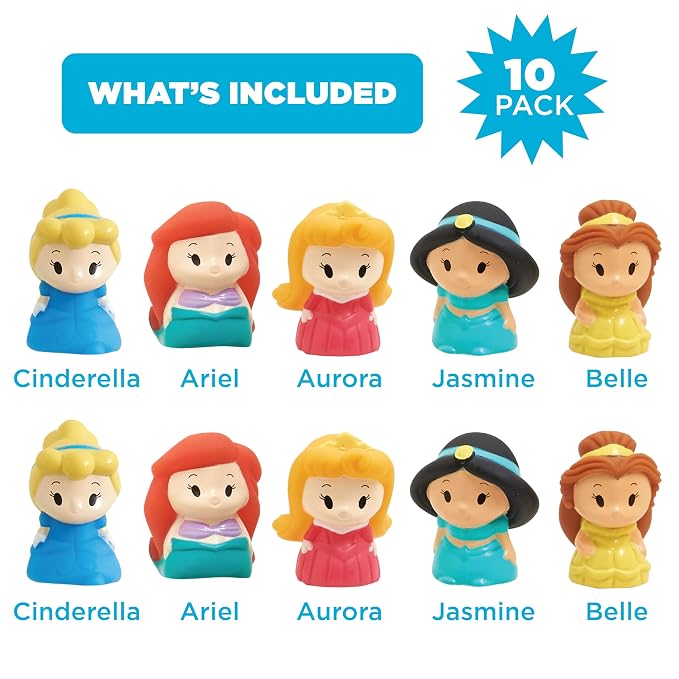 Disney Princess 10 Pc Finger Puppet Set - Party Favors, Educational, Story Time, Floating Pool Toys, Beach Toys