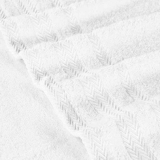 Superior Cotton Bath Sheet Set, Oversized Large Plush Soft Absorbent Body Towel, Shower, Spa, Hotel, Pool, Bath Basics, Home Essentials, Luxury, Fluffy, Quick Dry, Hays Collection, Set of 2, White