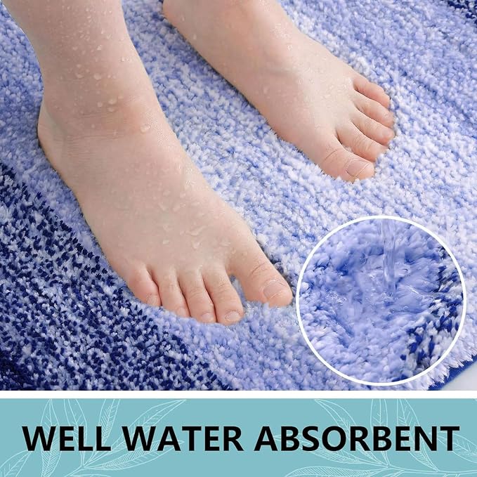 Arotive Microfiber Bathroom Rugs, Shaggy Soft and Absorbent Contour Toilet Rugs, Thick Plush Machine Washable Dry Bath Mats for Toilet Base, 30x20, Blue-Violet, Rectangular