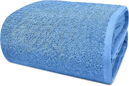 DAN RIVER Pack of 1 Jumbo Bath Sheet 40x80 Inches, Extra Large Bath Towel, Super Soft, Highly Absorbment & Quick Dry Cotton Towels - Medium Blue