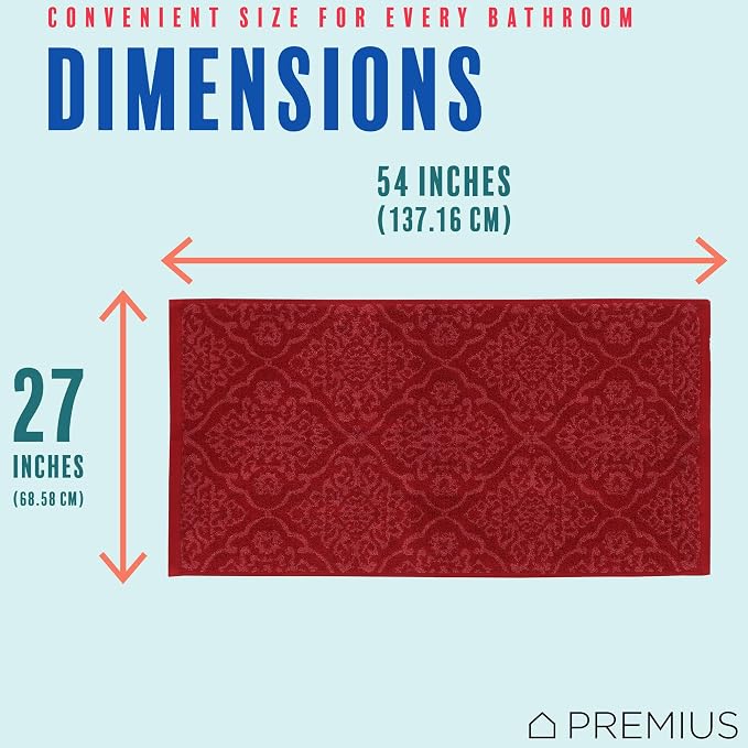 2 Pack Damask Hand Towel, Bath Towel, and Bath Sheet Towel, 100% Cotton Yarn Dyed, Lux Drying Experience, Great for Hands and Body, Perfect for Spa & Home Use (Burgundy, Bath Towel)