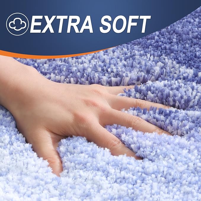OLANLY Bathroom Runner Rugs Mat 70x24, Extra Soft Absorbent Microfiber Bath Rugs, Rubber Backing, Quick Dry, Washable Long Bath Mats for Bathroom, Tub and Shower, Home Decor Accessories, Blue-Violet