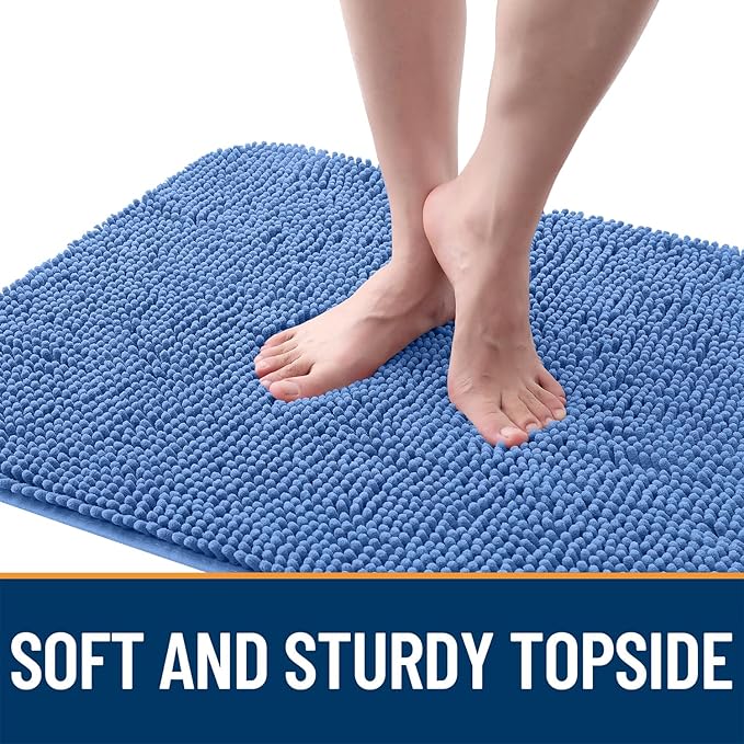OLANLY Dog Door Mat for Muddy Paws 70x46, Absorbs Moisture and Dirt, Absorbent Non-Slip Washable Doormat, Quick Dry Chenille Mud Mat, Entry Indoor Entryway Carpet for Inside Floor, Cornflower Blue