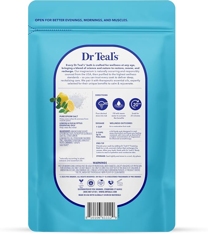 Dr Teal's Epsom Salt Restorative Minerals Soak with Magnesium, Potassium, Zinc & Eucalyptus Essential Oils, 3 lbs (Pack of 4)
