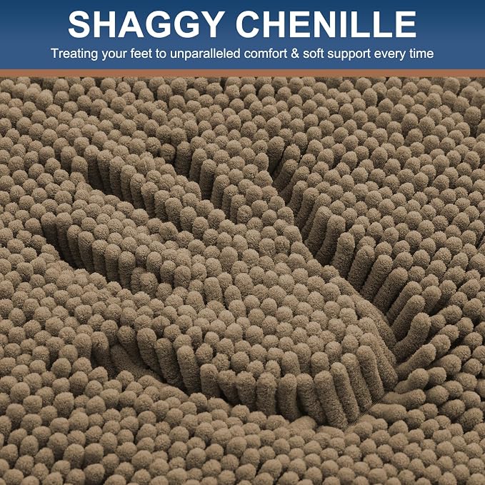 Smiry Luxury Chenille Toilet Rugs U-Shaped 24x20, Soft Absorbent Non-Slip Contour Bathroom Rugs for Toilet, Machine Washable Contoured Bath Mats, Camel