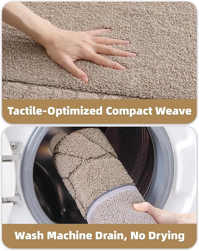 Color&Geometry Square Bath Mats for Bathroom Non Slip, 24"x24" Taupe Bathroom Rugs Absorbent, Washable Bath Rugs Shower Mat Outside Shower