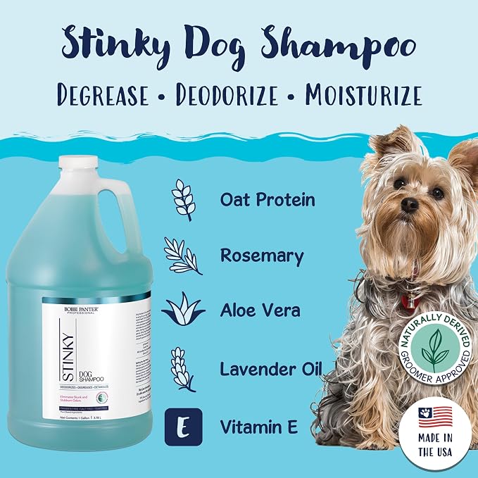 Bobbi Panter Moisture & Shine Dog Shampoo Argan Oil, Chamomile & Peppermint – Deep Nourishing Natural Formula for Soft, Shiny Coat, Tear-Free, 20:1 Concentrate, Made in USA, 1 Gallon