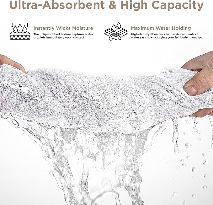 Oversized Bath Towels 8 Piece Towel Set, 2 Extra Large Bath Sheets, 2 Hand, 4 Washcloths, Luxury Soft Super Absorbent Thick Shower Towels for Bathroom, Spa & Hotel, Quick Dry, White