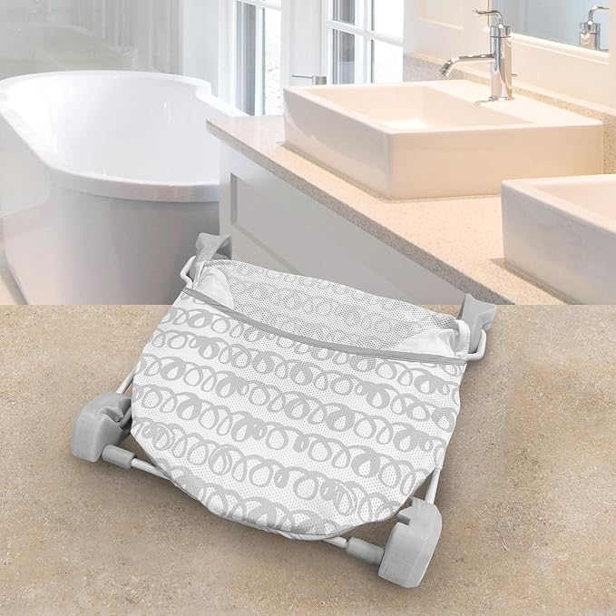 Ingenuity Foldaway 2-Position Baby Bath Seat,Adjustable Support for Sink or Bathtub,Ages 0-6 Months up to 20 Pounds,Machine-Washable Sling,(Pack of 3)