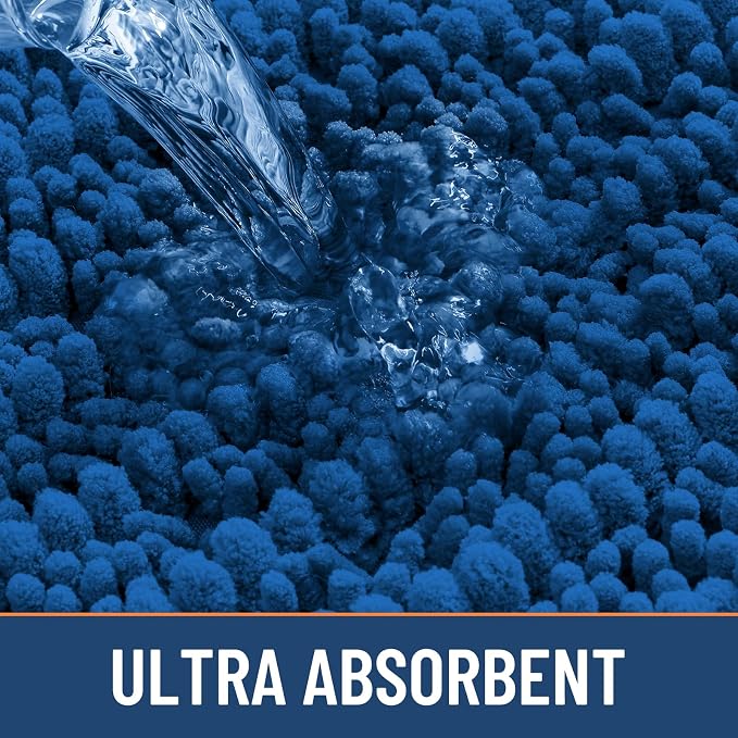 Smiry Bathroom Rugs Mat 36x24, Extra Soft Absorbent Chenille Bath Rugs, Non Slip Rubber Backing Machine Washable Quick Dry Bath Mats for Bathroom Floor, Tub, Shower, Home Accessories, Deep Navy Blue