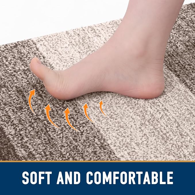 Smiry Dog Door Mat for Muddy Paws, Absorbs Moisture and Dirt, Low-Profile Entryway Mat with Non-Slip Backing, Entry Indoor Outdoor Doormat for Inside Floor (36x24 Inches, Light Brown, Striped)
