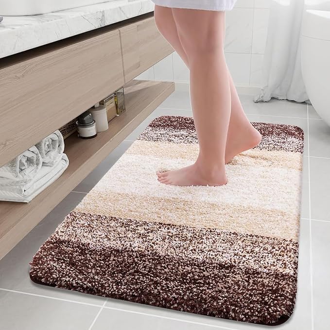 Arotive Microfiber Bathroom Rugs, Shaggy Soft and Absorbent Bath Rug, Thick Plush Machine Washable Dry Bath Mats for Bathroom, Tub and Shower, 36x24, Brown, Rectangular