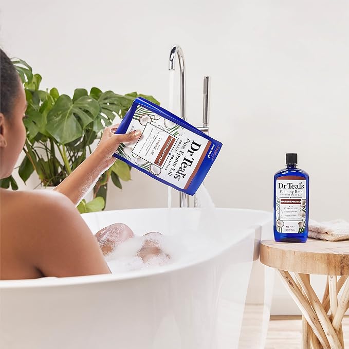 Dr Teal's Salt Soak with Pure Epsom Salt, Nourish & Protect with Coconut Oil, 3 lbs (Pack of 2)