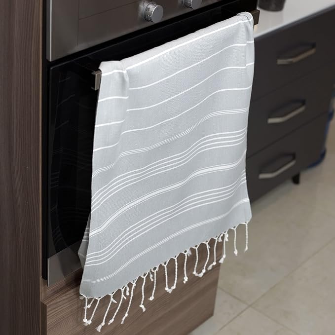 Clotho 4 Pack Silver Gray Turkish Hand Towels for Bathroom 18x40 Large 100% Cotton Soft Decorative Towel, Absorbent Lightweight Quick Dry Face Towel for Travel Hair Gym Yoga
