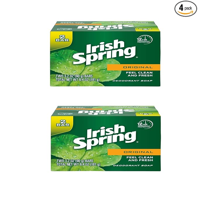 Irish Spring Bar Soap 3.2 Oz Bar (Original, 4 Bars)