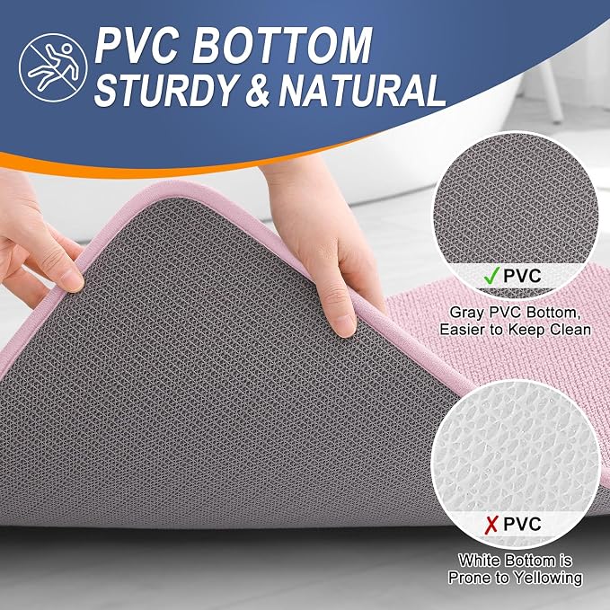OLANLY Thick Memory Foam Bathroom Runner Rugs 47x24, Extra Soft Absorbent Long Bath Rug, Quick Dry, Non-Slip, Machine Washable Bath Mat for Bathroom, Tub and Shower, Home Decor Accessories, Dusty Rose