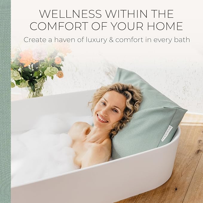 BADESOFA® Luxury Bathtub Pillow L - Large Bath Pillow for Therapeutic Neck and Back Support Quick-Drying - Washable Full Body Bath Tub Cushion - Luxury Spa Cushion in Green