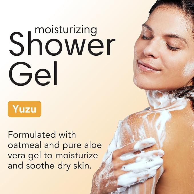 ShiKai Daily Moisturizing Shower Gel (Yuzu, 1 Gallon) | Gentle Soap-Free Formula | with Aloe Vera & Finely Ground Oatmeal for Soft, Healthy Skin | Dry Skin Relief