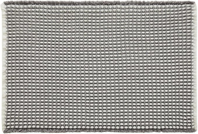 TYUU Waffle Bath Mat, Boho Bathroom Rugs Non Slip Washable Super Absorbent Quick Dry Bath Mat Farmhouse Bathroom Decor, 36"x24" Grey and White