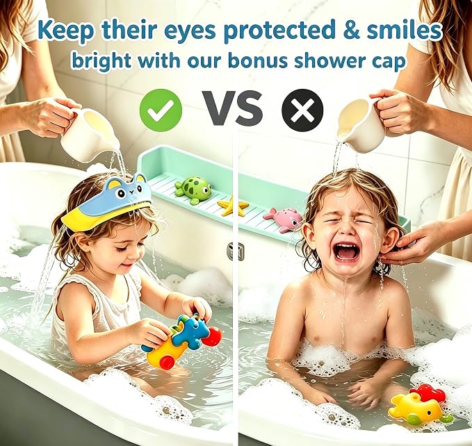 Bathtub Splash Guard for Kids, 2-in-1 Bath Toy Organizer Tub Shelf