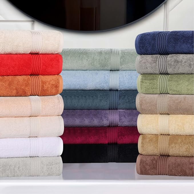 Superior Egyptian Cotton Hand Towel Set, Small Towels for Home Bathroom, Master, Guest Bath, Decor Essentials, Quick Dry, Absorbent, Kitchen, Spa, Hotel, Resort, Adult, Kids, Set of 8, Stone