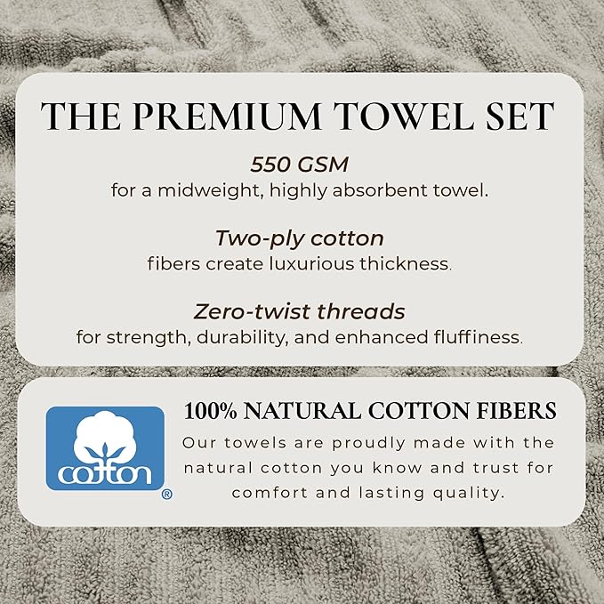 Great Bay Home 2 Pack Bath Sheet Set - 100% Cotton Towel Set - Absorbent & Quick-Dry Towels for Bathroom (Mid Grey)