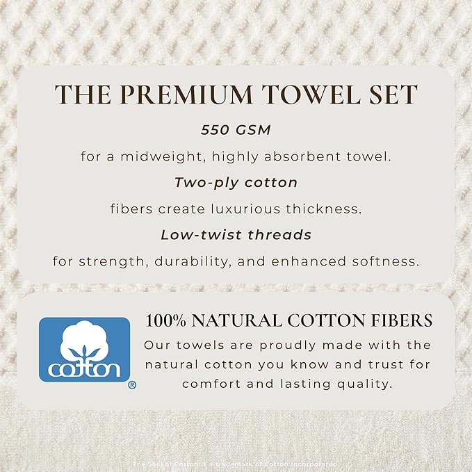 Great Bay Home Oversized Bath Sheets - 100% Cotton 2 Pack 68x35 Extra Large Towel - Absorbent, Durable, Quick-Dry Towels for Bathroom (Ivory)