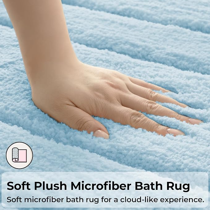 GRANNY SAYS Bathroom Rugs Non Slip, 24" x 36", Bath Rugs for Bathroom Washable, Bath Mats for Floor, Microfiber Bath Mat for Tub, Absorbent Bath Rugs for Shower Room, Pearl White