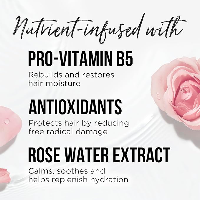 Pantene Sulfate Free Shampoo and Conditioner Set, Rose Water, Soothing and Moisturizing, Infused with Vitamin B5, for all Hair Types, Safe for Color Treated Hair, Pro-V Blend, 17.9 Fl Oz Each, 2 Pack