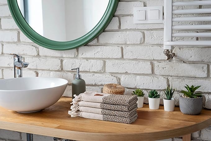 Gold CASE Turkish Hand Towels for Bathroom Set of 4 – 20 x 40'' – 100% Cotton Bathroom Towels – Aphrodite Kitchen Small Towel for Spa, Face, Tea & Dishcloth – Decorative Patterned Weave – Teal