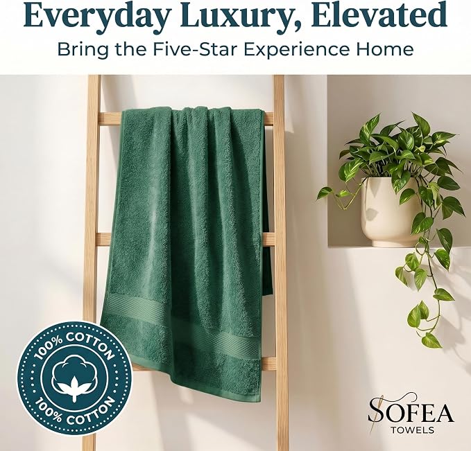 Sofea Bath Sheet Towels 2 Pack Oversized, (35 x 70 Inches) 100% Cotton Jumbo Bathroom Towels, Extra Large Soft Absorbent Bath Sheet Towels