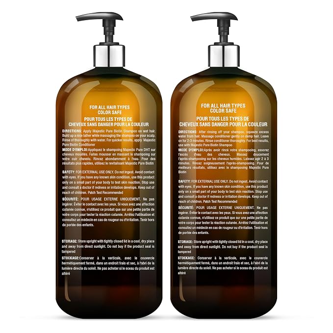 Majestic Pure Rosemary Castor & Biotin Shampoo and Conditoner-16fl oz each | Hair Thinning & Volumizing Shampoo for Hair Loss and Body for 72+ Hours - with DHT-3 Blocker Sulfate Free and Vegan Formula