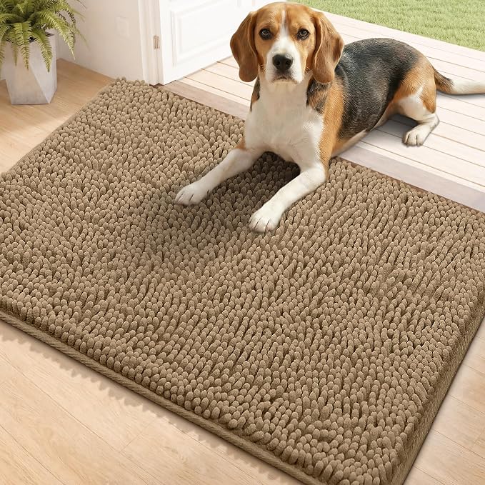 Bcoimo Super Absorbent Dog Door Mat, 36"*24" Anti Slip Mat for Muddy Paws, Pet Rugs for Dirty Paws Washable that Absorbs Moisture and Dirt, for Dog Cage and Pet Resting Carpet