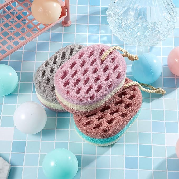 Boao 5 Pieces Soft Bath Sponge Shower Natural Gentle Soothing Body Fiber Exfoliating Shower Sponge Wash Bouquet for Women Men, Random Color(Attractive Color)