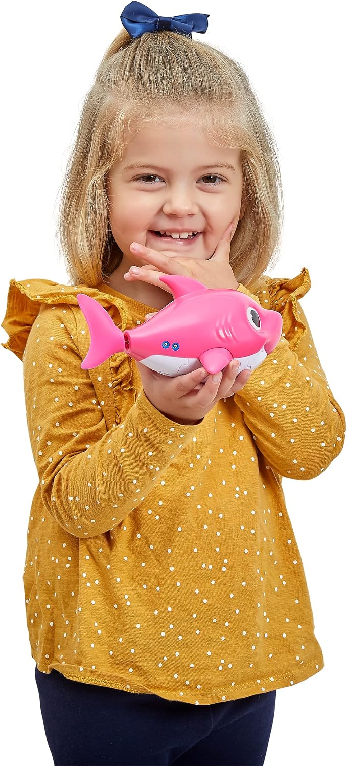 Robo Alive Junior Baby Shark New Silicon Fins Version Singing and Swimming Mommy Shark (Pink) by ZURU