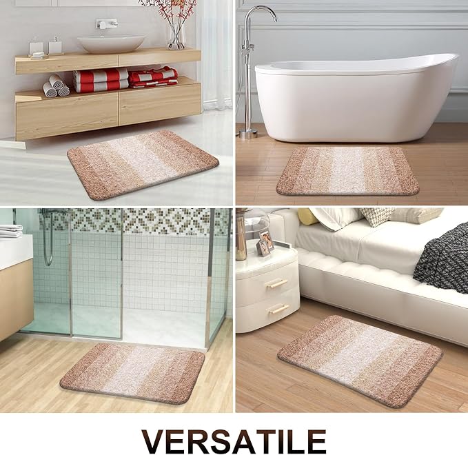 OLANLY Bathroom Runner Rugs Mat 47x17, Extra Soft Absorbent Microfiber Bath Rugs, Rubber Backing, Quick Dry, Washable Long Bath Mats for Bathroom Floor, Tub and Shower, Home Decor Accessories, Beige