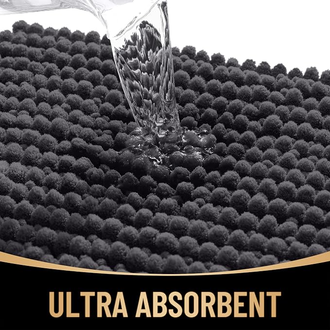 OLANLY Thick Large Bathroom Rugs 59x35, Extra Soft Absorbent Chenille Bath Rugs, Rubber Backing, Machine Wash Dry, Bath Mats for Bathroom Floor, Tub and Shower, Home Decor Accessories, Dark Grey
